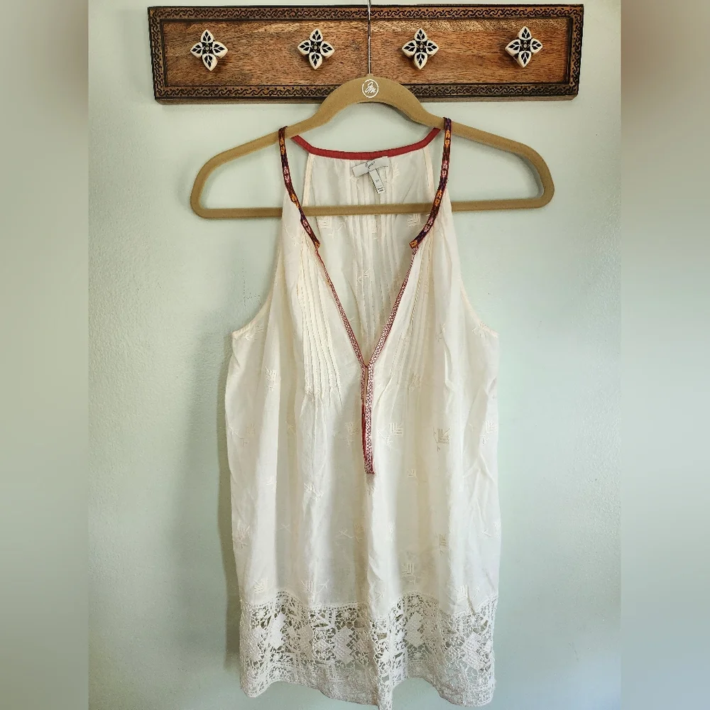 Joie Deep V Embroidered Tank Top SIZE M - Picture 5 of 6